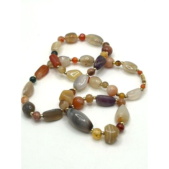 Vintage Natural Multicolor Gemstones Beaded Necklace 24" Barrel Closure - Picture 8 of 8